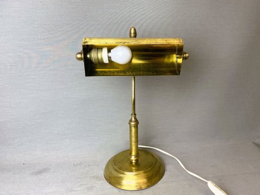 Portuguese Brass Bankers Table Lamp, 1940s-SCS-1803038