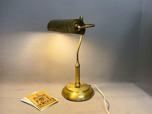 Portuguese Brass Bankers Table Lamp, 1940s-SCS-1803038