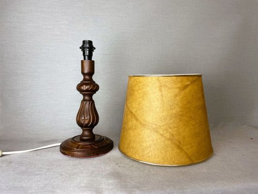 Portuguese Rustic Carved Wood Table Lamp-SCS-1033667