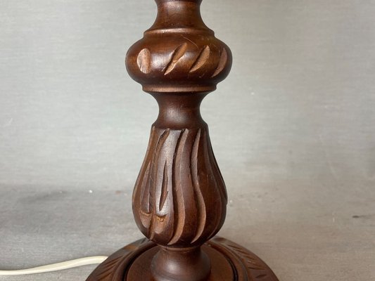 Portuguese Rustic Carved Wood Table Lamp-SCS-1033667