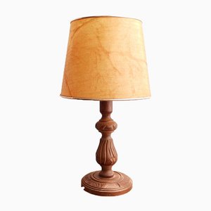 Portuguese Rustic Carved Wood Table Lamp-SCS-1033667