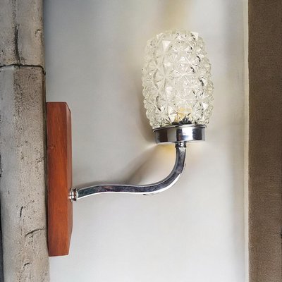 Portuguese Rustic Wood and Glass Sconce, 1950s-SCS-1713170