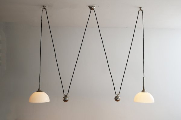 Posa 22 Counterweight Pendant Lamp in Nickel & Porcelain by Florian Schulz, 1980s-FJP-2033442