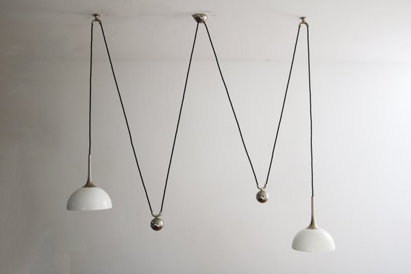 Posa 22 Counterweight Pendant Lamp in Nickel & Porcelain by Florian Schulz, 1980s-FJP-2033442