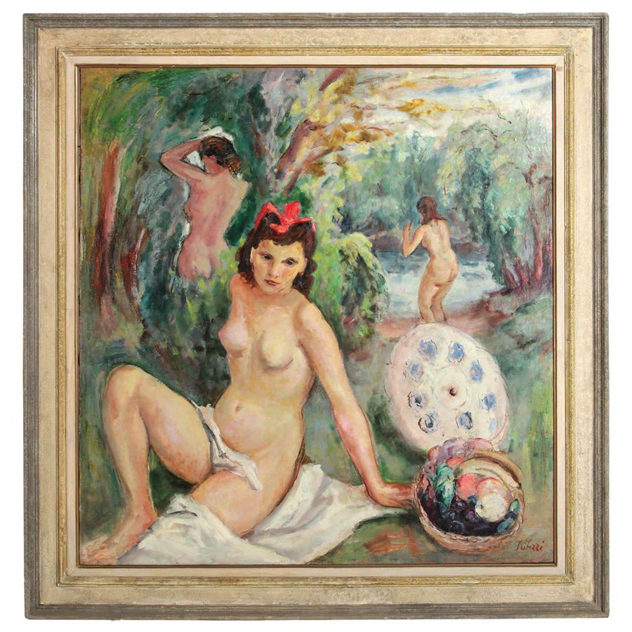 Post-Impressionist Painting, Fioravante Seibezzi, The Bathing Nymphs, 1940s