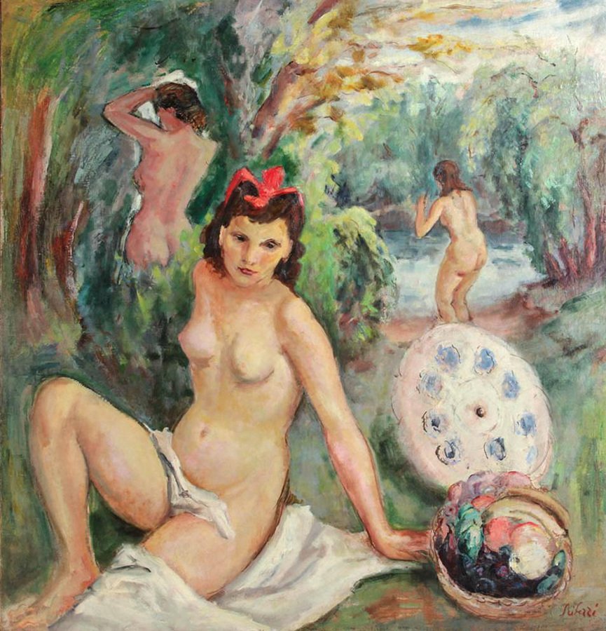 Post-Impressionist Painting, Fioravante Seibezzi, The Bathing Nymphs, 1940s