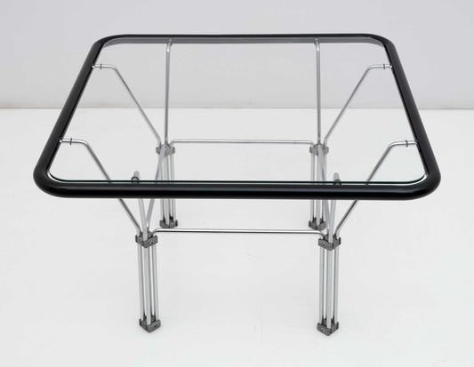 Post -Modern Coffee Table in Crystal and Steel attributed Niels Bendsen, 1970s