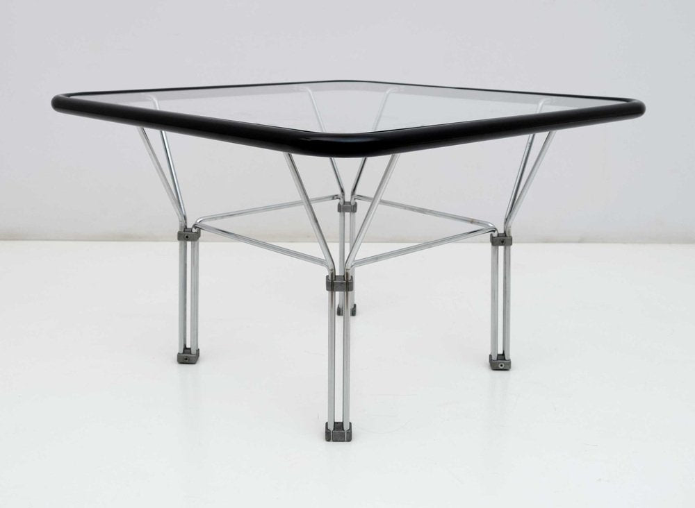 Post -Modern Coffee Table in Crystal and Steel attributed Niels Bendsen, 1970s