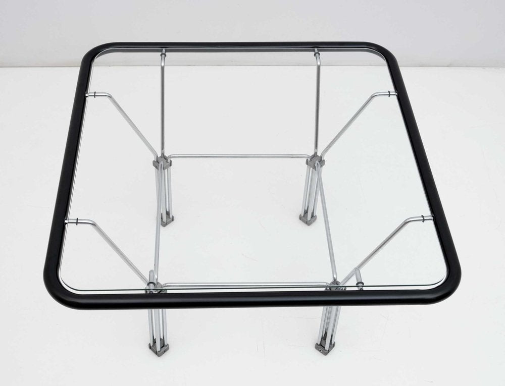 Post -Modern Coffee Table in Crystal and Steel attributed Niels Bendsen, 1970s