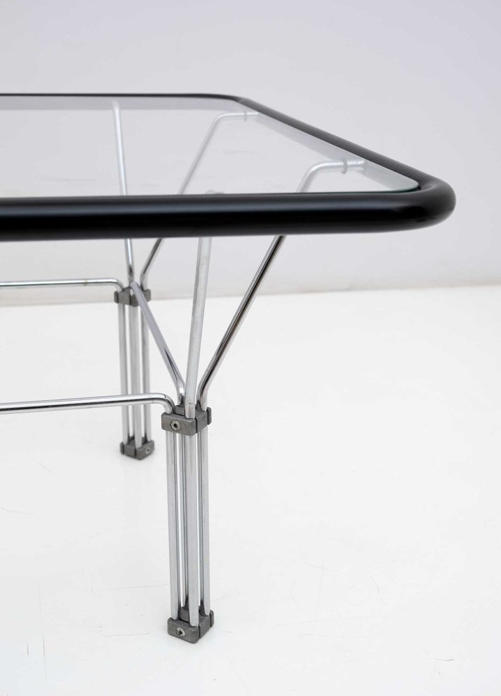 Post -Modern Coffee Table in Crystal and Steel attributed Niels Bendsen, 1970s