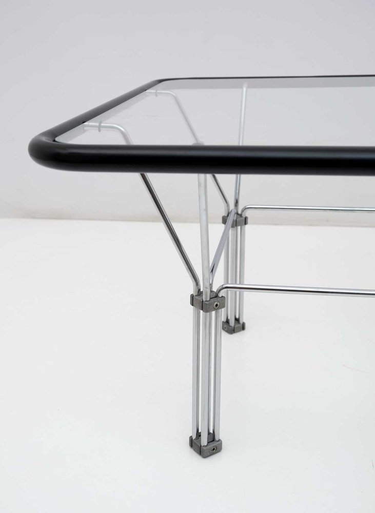 Post -Modern Coffee Table in Crystal and Steel attributed Niels Bendsen, 1970s