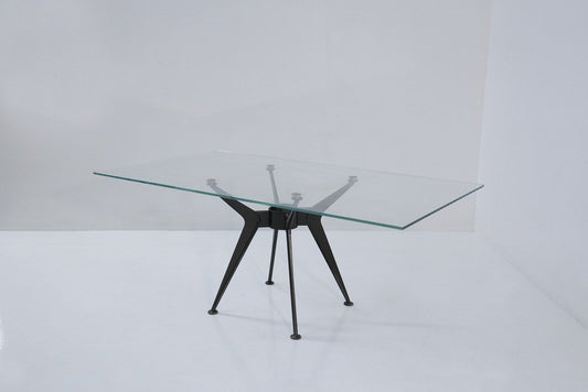 Post Modern Dining Table in Glass and Iron attributed to Norman Foster, 1979