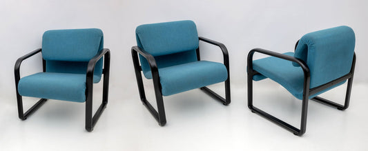 Post-Modern Italian Fabric and Metal Armchair attributed to Arflex, 1970s