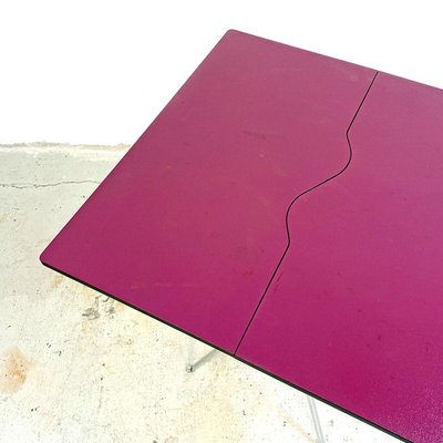 Post Modern Italian Red Wine and Chromed Steel Folding Table by Zero Disegno, 1980s-GDD-1097030