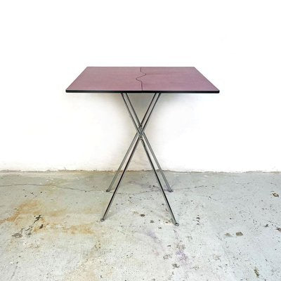 Post Modern Italian Red Wine and Chromed Steel Folding Table by Zero Disegno, 1980s-GDD-1097030