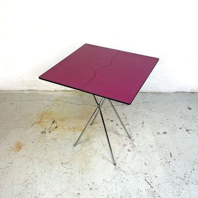 Post Modern Italian Red Wine and Chromed Steel Folding Table by Zero Disegno, 1980s-GDD-1097030