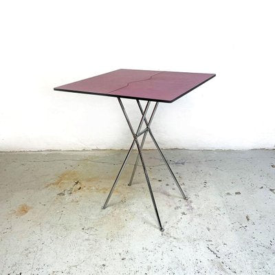 Post Modern Italian Red Wine and Chromed Steel Folding Table by Zero Disegno, 1980s-GDD-1097030