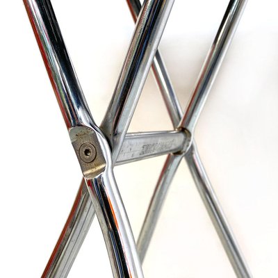 Post Modern Italian Red Wine and Chromed Steel Folding Table by Zero Disegno, 1980s-GDD-1097030