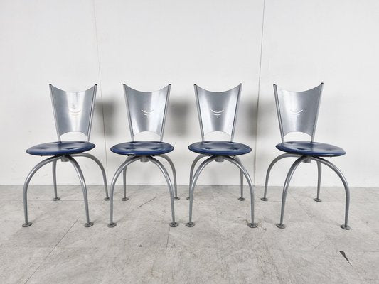 Post Modern Metal Dining Chairs, 1990s, Set of 4-IRH-1326763