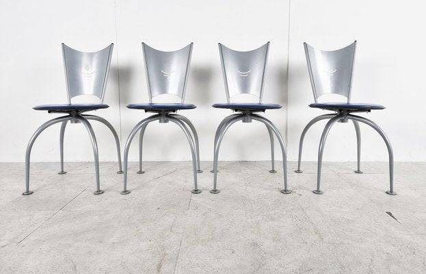 Post Modern Metal Dining Chairs, 1990s, Set of 4-IRH-1326763