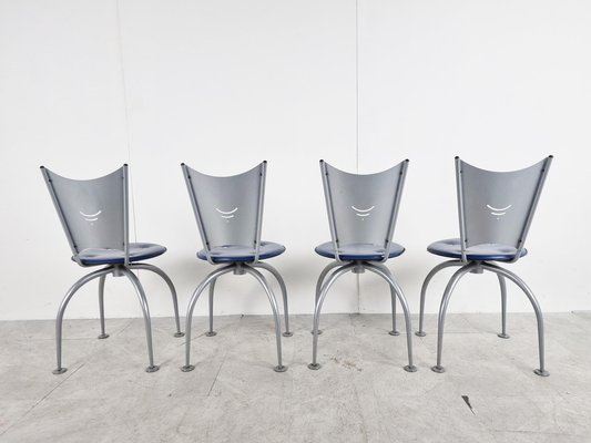 Post Modern Metal Dining Chairs, 1990s, Set of 4-IRH-1326763