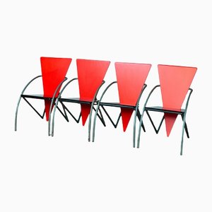 Post Modern Red and Black Dining Chairs by Klaus Wettergren, 1980s, Set of 4-JE-1332121