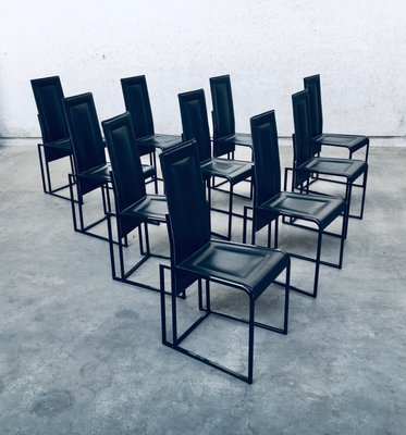 Postmodern Architectural Dining Chairs, Italy, 1980s, Set of 10-RQV-920146