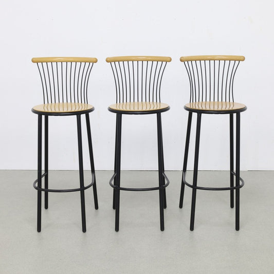 Postmodern Bar Stools, 1980s, Set of 3