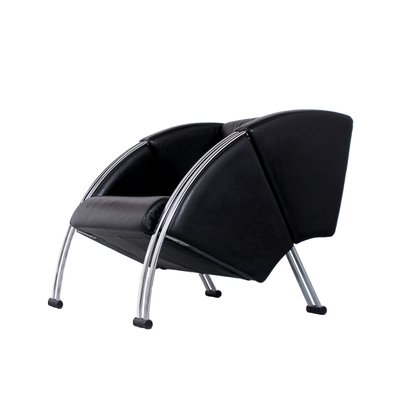 Postmodern Black and Chrome Leather Easy Chair by Young, 1980s-XT-1370747