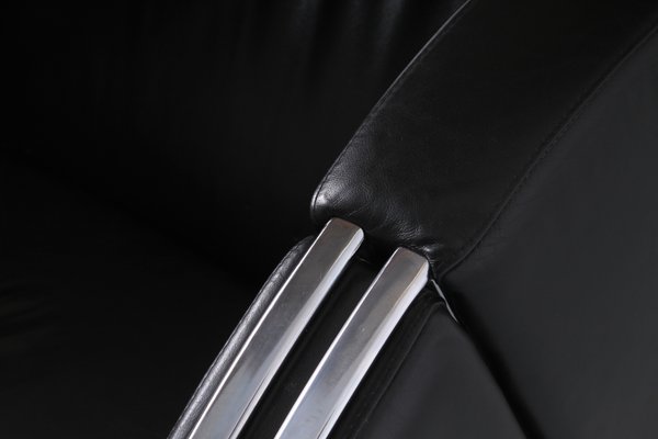 Postmodern Black and Chrome Leather Easy Chair by Young, 1980s-XT-1370747