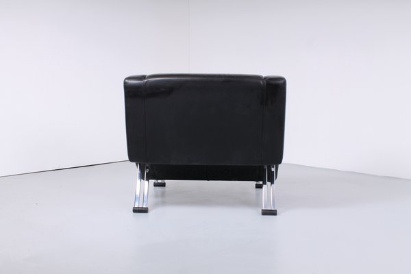 Postmodern Black and Chrome Leather Easy Chair by Young, 1980s-XT-1370747