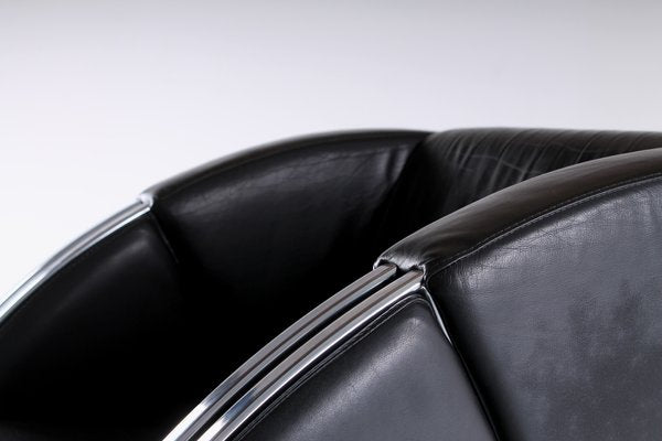 Postmodern Black and Chrome Leather Easy Chair by Young, 1980s-XT-1370747