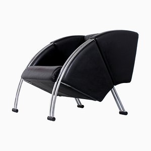 Postmodern Black and Chrome Leather Easy Chair by Young, 1980s-XT-1370747