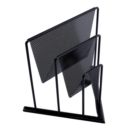 Postmodern Black Perforated Metal Magazine Rack by Markus Börgens for D-Tec, 1980s