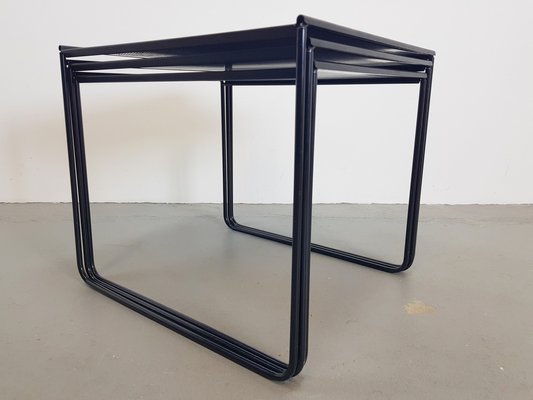 Postmodern Black Perforated Metal Nesting Tables, 1980s, Set of 3-AXJ-1723157