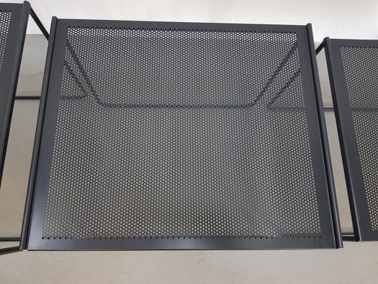 Postmodern Black Perforated Metal Nesting Tables, 1980s, Set of 3-AXJ-1723157