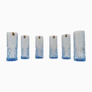 Postmodern Blue Crystal Handmade Drinking Glasses, 1970s, Set of 6-JPQ-2033857