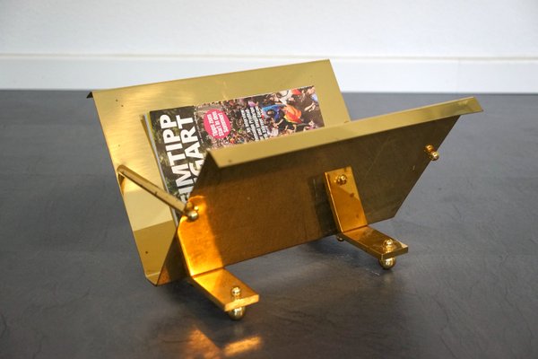 Postmodern Brass Magazine Rack, 1960s-CIP-2024439