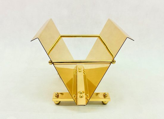 Postmodern Brass Magazine Rack, 1980s-ZCY-1749147