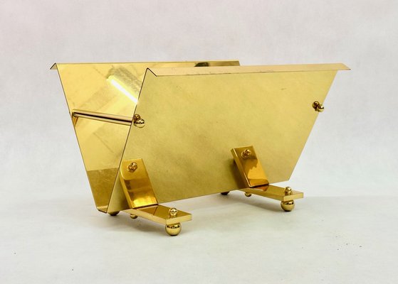 Postmodern Brass Magazine Rack, 1980s-ZCY-1749147