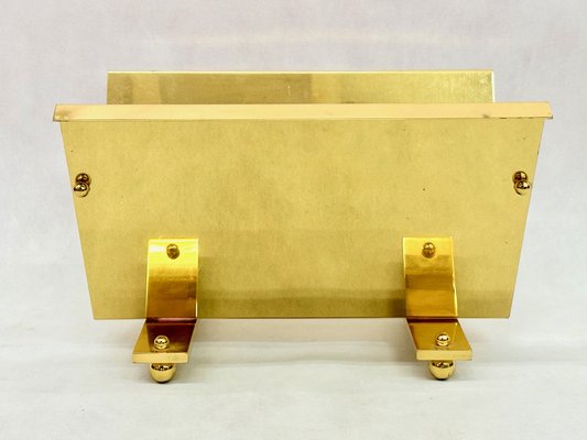 Postmodern Brass Magazine Rack, 1980s-ZCY-1749147