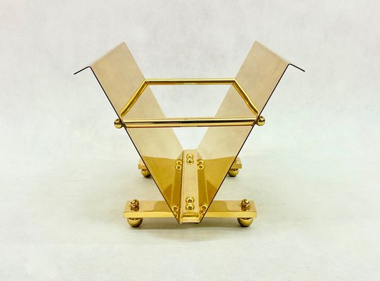 Postmodern Brass Magazine Rack, 1980s-ZCY-1749147