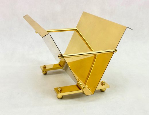 Postmodern Brass Magazine Rack, 1980s-ZCY-1749147