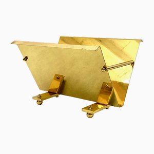 Postmodern Brass Magazine Rack, 1980s-ZCY-1749147