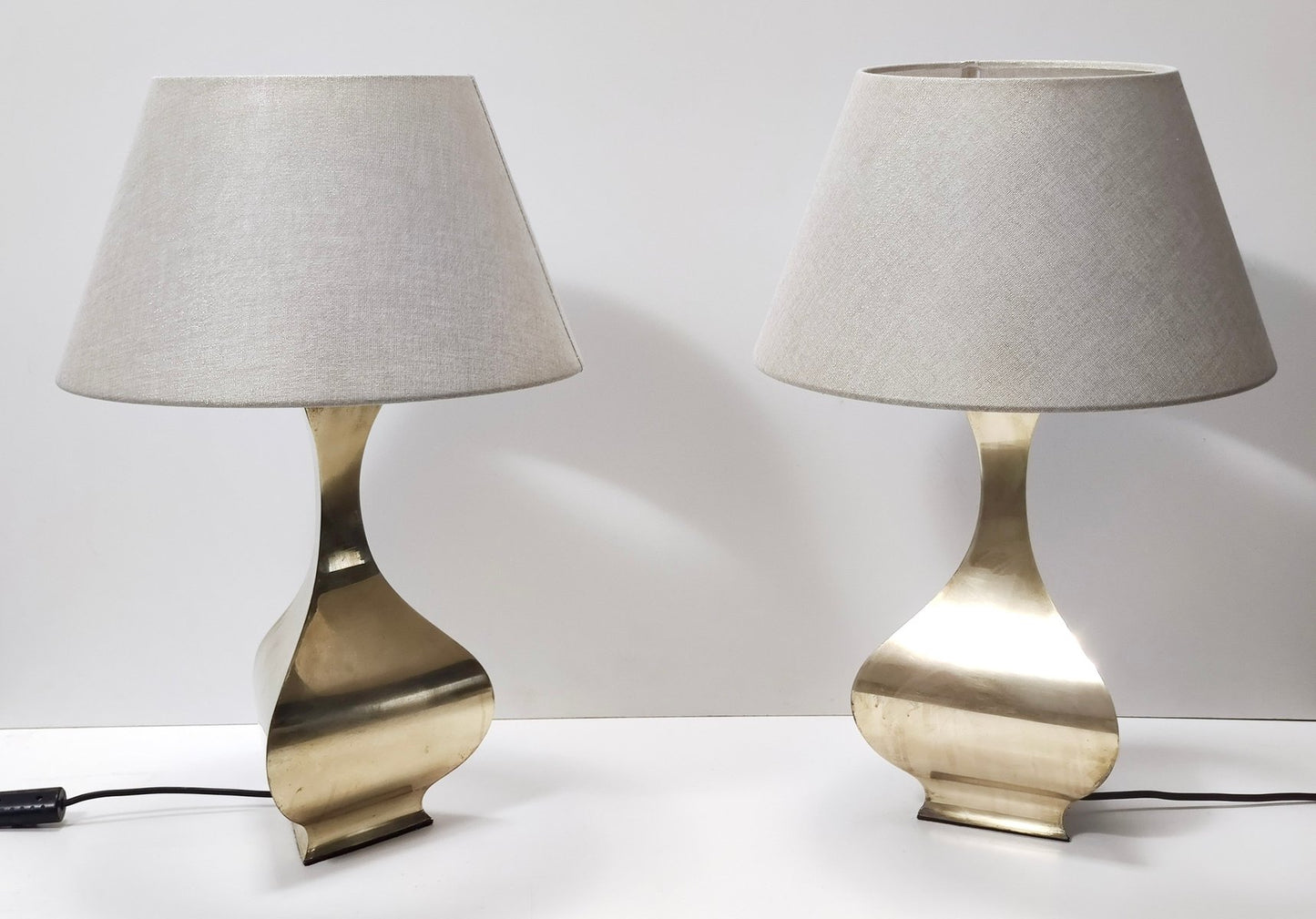 Postmodern Brass Table Lamps attributed to Montagna Grillo and Tonello, Italy, 1970s, Set of 2