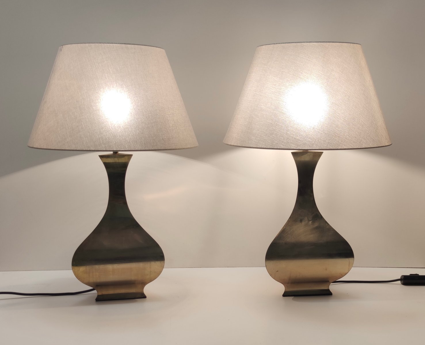 Postmodern Brass Table Lamps attributed to Montagna Grillo and Tonello, Italy, 1970s, Set of 2