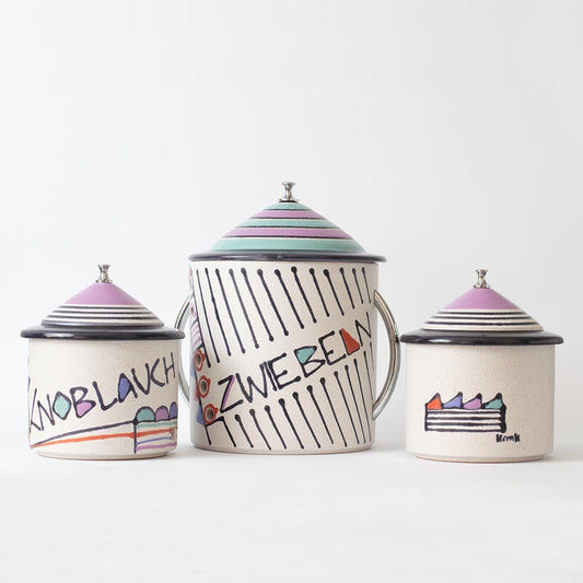 Postmodern Ceramic Containers from Kupfermühle Keramik, 1980s, Set of 3