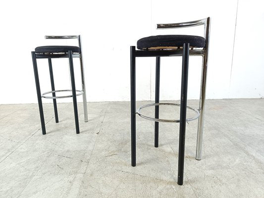 Postmodern Chrome and Metal Bar Stools, 1980s, Set of 2-IRH-1776691