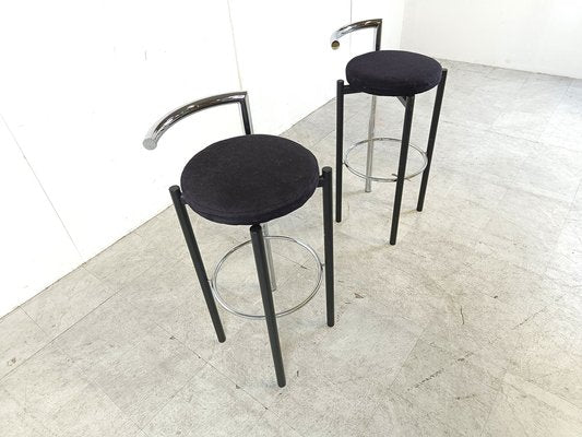 Postmodern Chrome and Metal Bar Stools, 1980s, Set of 2-IRH-1776691