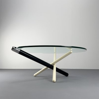 Postmodern Coffee Table with Black and White Frame and Heavy Glass Plate, 1970s-VQG-1768254